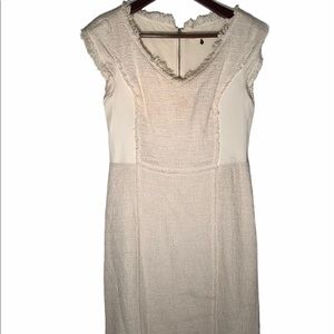 Rebecca Taylor Dress Cream, Tweed and Leather